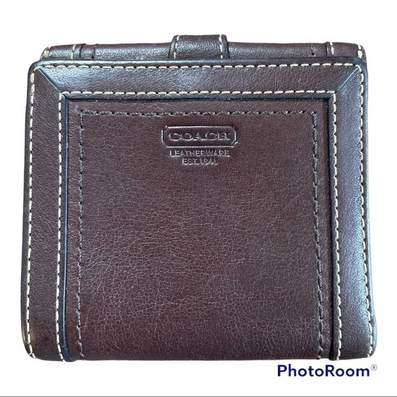 Coach Brown Silver Buckle Bifold Leather Wallet - Picture 3 of 5